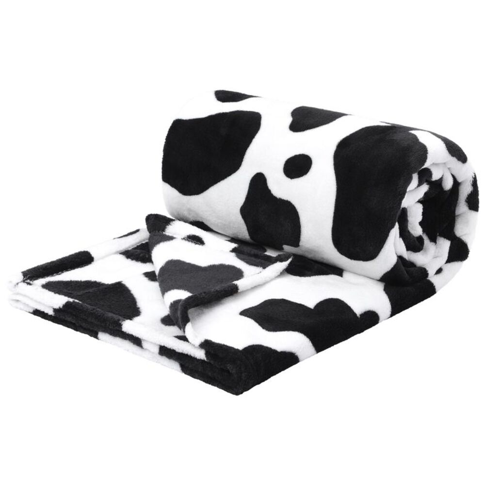 Cow Print 300GSM Fleece Flannel Throw Blanket 51" x 59"